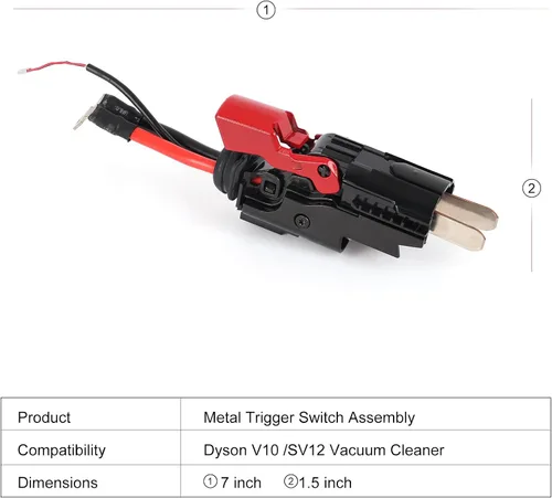 Vista 6 de Conjunto de interruptor de gatillo de metal V10 compatible con piezas de repuesto de botón de encendido de aspiradora Dyson V10 SV12
