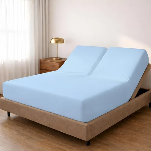 Vista 9 de Sábana bajera ajustable con parte superior dividida para camas ajustables, 100% algodón Giza, cabeza flexible de 34 pulgadas, tamaño King, 1 pieza