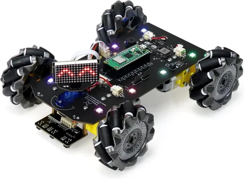 Vista 11 de Freenove Mecanum Wheel - Kit de coche para Raspberry Pi Pico (incluido) (compatible con Arduino IDE), expresiones de matriz de puntos, prevención