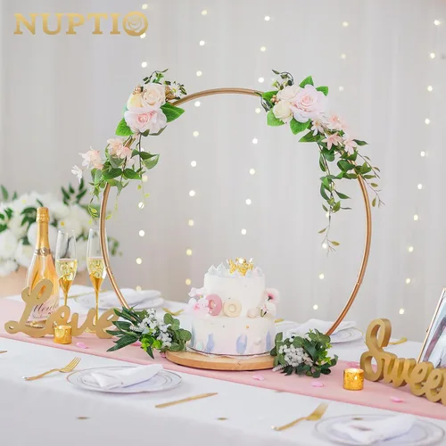 Vista 2 de NUPTIO Soporte de pastel de oro de boda: soportes de exhibición
