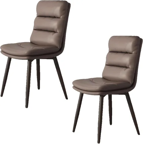 Vista 24 de Upholstered Dining Chairs Set of 4, Leather Kitchen Chair with Metal Legs, Dining Room Kitchen Chair with Back for Brown