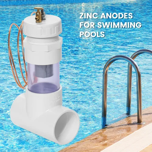 Vista 5 de briidea Nuevo Instale 2 '' ánodos de zinc en línea para piscinas de agua salada blanco