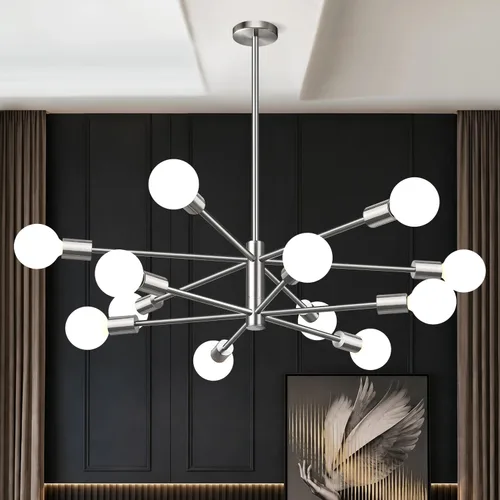 Vista 22 de Sputnik - Lámpara de techo con 6 luces para comedor Negro y oro cepillado