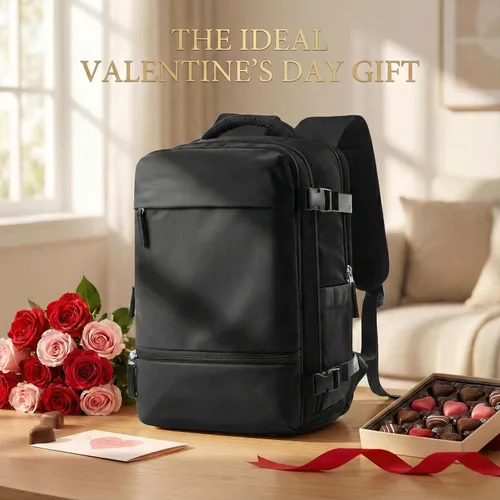 Vista 2 de Mochila de viaje Suwasp para mujer aprobada por aerolíneas, equipaje de mano aprobado para vuelos, mochila para hombre, Negro, Mediana, Moderno