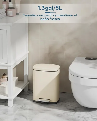 Vista 9 de Arlopu Cubo de basura de 13.2 + 1.3 galones con cubo interior extraíble Beige