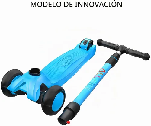 Vista 7 de Allek - Kick Scooter B03. Monopatín de 3 ruedas con ruedas de PU extra anchas y luminosas, sistema Lean 'N Glide, manillar ajustable a cualquier