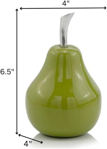 Vista 3 de Modern Day Accents SM Green Pequeño Peral Verde, Pera, Fruta, Mesa, Transicional, Acentos, Decoración, Escritorio, Tallo Plateado, Aluminio, 4