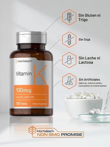 Vista 5 de Horbäach Suplemento de Vitamina K 100mcg 120 Tabletas