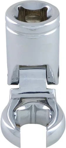 Vista 4 de Dynamic Tools D008760 3/8 "Drive Metric 0.394 in Flex Head con Crow Foot Flare Nut Socket, acabado cromado