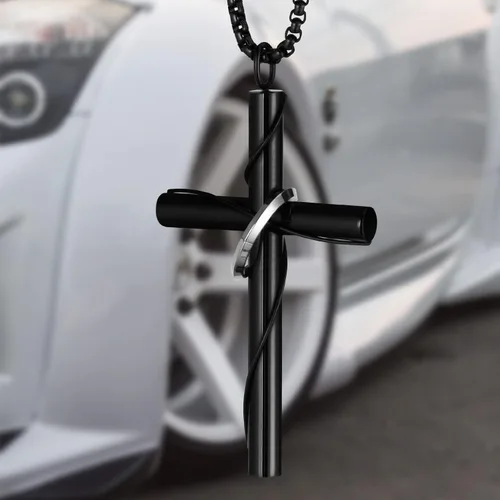 Vista 2 de Collar de cruz para espejo retrovisor de coche, accesorios para colgar, colgante para hombres y mujeres, adorno de cruz cristiana, dije de Jesús