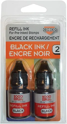 Vista 2 de 2000 Plus Recambio de tinta para sellos preentintados y almohadillas de sellos, negro, 0.35 onzas cada uno, negro (090689)