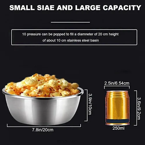 Vista 9 de High Pressure Puffed Rice Maker Traditional Retro Stainless Steel Popcorn Cannon Hand Crank Hot Air Popcorn Maker Small Stovetop Popcorn Machine