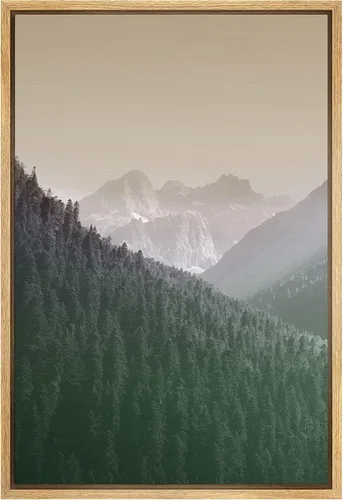 Vista 40 de SIGNWIN Framed Canvas Print Wall Art Neon Pink Mountain Range View Nature Wilderness Photography Modern Art Rustic Landscape Relax/Calm Multicolor