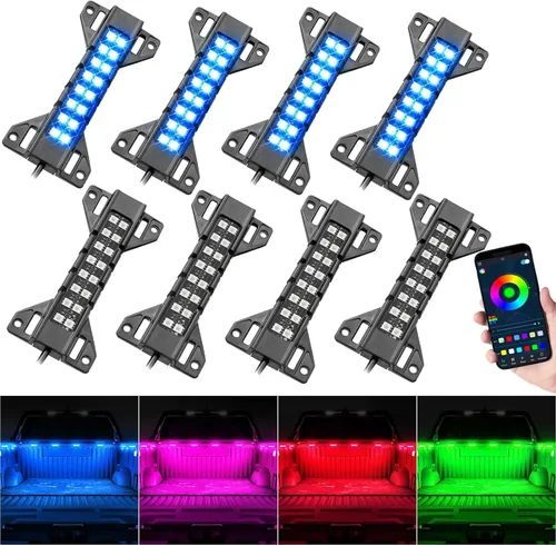 Vista 9 de Luces de cama de camioneta RGB LED Kits de luz de cama con control Bluetooth Luces de carga traseras Iluminación de camioneta Accesorios de carga