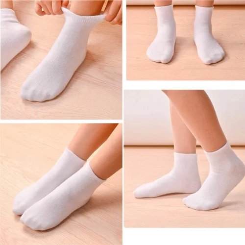 Vista 5 de Janegio - 18 pares de calcetines deportivos de corte bajo y medio acolchonados hasta el tobillo para niños y niñas