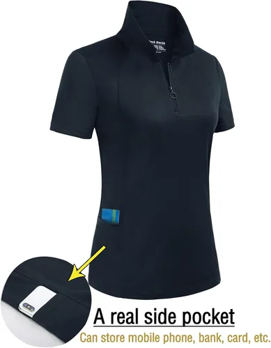 Vista 4 de Camisetas deportivas de manga corta con cremallera y bolsillo lateral para mujer