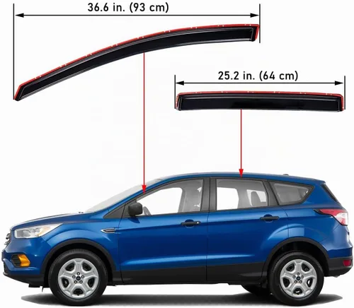 Vista 2 de Lightronic WV194383 - Protector de lluvia para ventana lateral en canal, humo oscuro, juego de 4 piezas, se adapta a Ford Escape 2013-2019