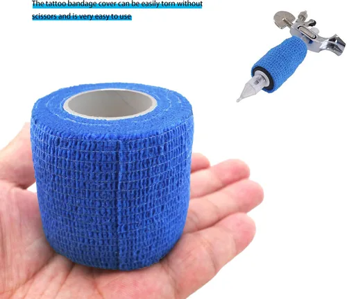 Vista 4 de HuoHuo Envoltura de vendaje autoadhesiva desechable, cinta de agarre, vendaje atlético, 2 x 5 yardas, cinta de agarre para máquina, cinta de agarre
