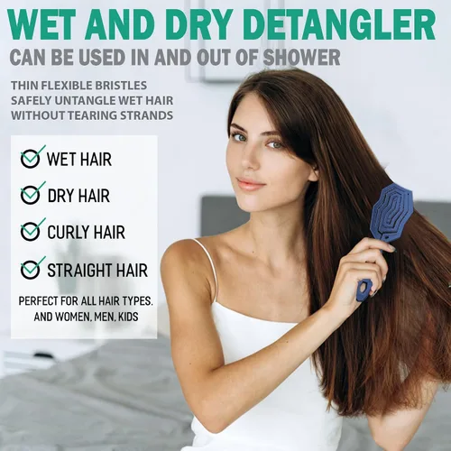 Vista 7 de Fiora Naturals Cepillo desenredante para el cabello, 100% biológico, cepillo desenredante con cerdas ultrasuaves, se desliza a través de los enredos
