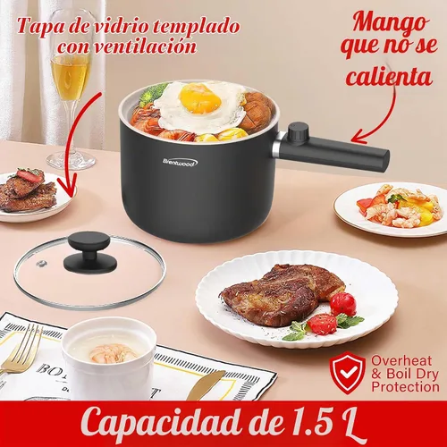 Vista 3 de Brentwood Cocina eléctrica multifunción para ollas calientes y vaporizador de alimentos con revestimiento de cerámica antiadherente de cerámica