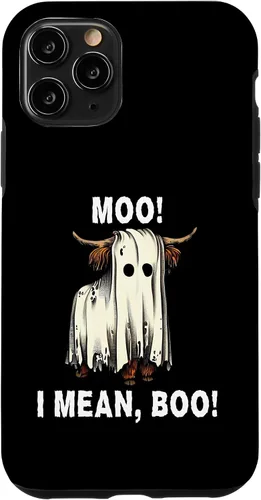 Vista 27 de iPhone 16 Funny Ghost Highland Cow Halloween Moo I Mean Boo Men Women Case