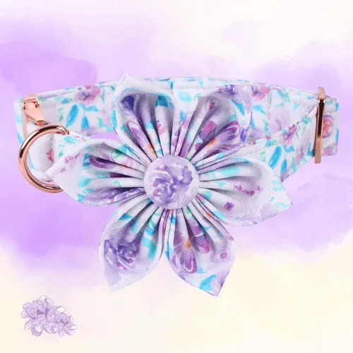 Vista 15 de Collar de perro Lionheart Glory, collar de perro rosa con flor, lindo collar para mascotas con patrón floral ajustable para perros pequeños Rosado