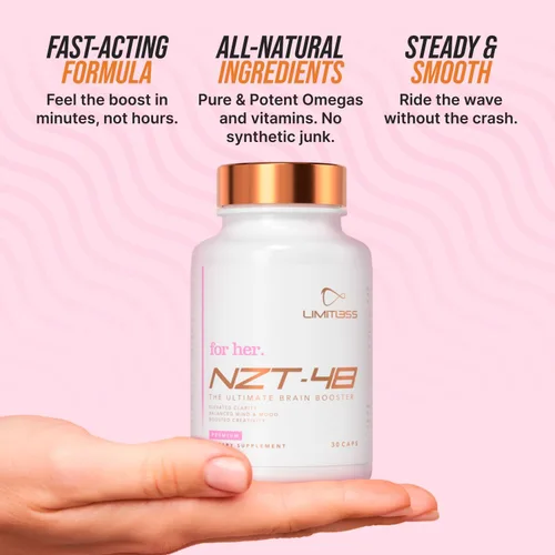 Vista 6 de NZT-48 Potenciador cerebral femenino premium para ella, suplemento cerebral para memoria, enfoque, energía natural + alivio del estrés, GABA