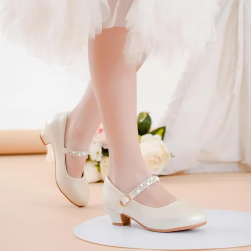 Vista 8 de Motasha Zapatos de vestir para niñas pequeñas, zapatos de princesa con purpurina Mary Jane para niñas, tacones bajos, fiesta, boda, para niños