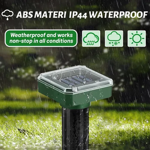 Vista 3 de Repelente de Topos Alimentado por Energía Solar 10 Unidades, Repelente Ultrasónico de Campañoles para Exteriores, IP 44 Impermeable Disuasorio