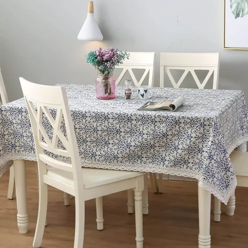 Vista 22 de LeLehome Elome - Mantel cuadrado de estilo bohemio vintage de 36 pulgadas, con encaje de lino y algodón, lavable, para cena y pícnic, cubierta