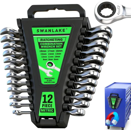 Vista 11 de SWANLAKE GARDEN TOOLS Juego de llaves SAE de 15 piezas, juego de llaves combinadas premium con muesca en V, SAE de 1/4" a 1", par máximo, 12 puntos