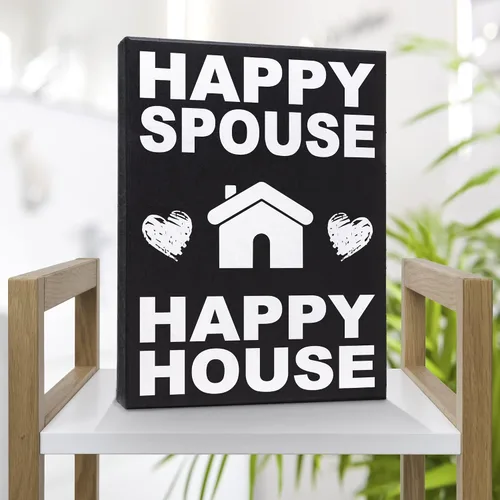 Vista 5 de JennyGems Cartel de Happy Spouse Happy House, regalos divertidos de boda, regalos para parejas, letreros de matrimonio, decoración para parejas