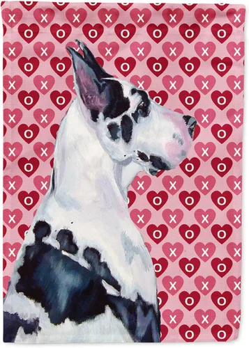 Vista 257 de Caroline's Treasures SS4484GF Bandera de jardín con diseño de bulldog inglés y corazones para el Día de San Valentín, bandera decorativa para patio