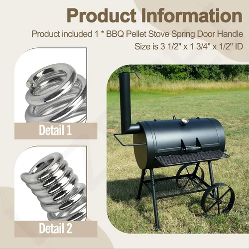 Vista 3 de Manija de puerta de resorte para estufa de pellets de barbacoa, 2 piezas (diámetro máximo: 1-3/4 ", longitud: 3-1/2", para varilla de 1/2") Uso