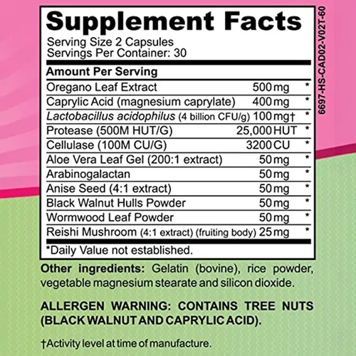 Vista 2 de Candida Complex Fortalece tu sistema inmunológico Limpieza intestinal completamente natural con hierbas, antifúngicos, enzimas y probióticos