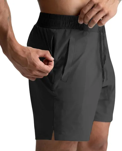 Vista 2 de Lempue Paquete de 2 pantalones cortos deportivos para hombre de 5 pulgadas, de secado rápido, pantalones cortos de entrenamiento para gimnasio