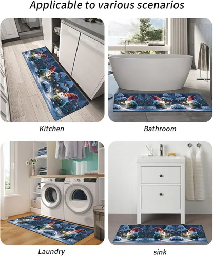 Vista 5 de Tapete de baño de gnomos de invierno para bañera, tapete antideslizante de secado rápido y absorbente, tierra de diatomeas, fregadero, dormitorio