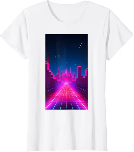 Vista 15 de Camiseta Retrowave Street 80s Vaporwave Synthwave, Negro -, Pequeña