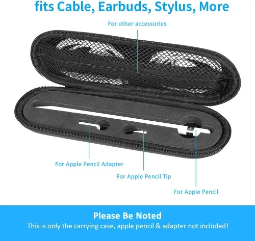 Vista 5 de TITACUTE iPencil - Funda de transporte compatible con Apple Pencil de 2ª generación para iPad Pro, funda con doble cremallera, funda protectora