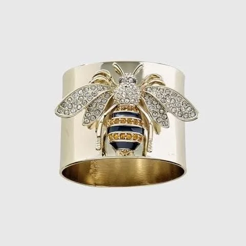 Vista 2 de LMCIEZR Anillo de abeja chapado en oro de 14 quilates para hombre y mujer, anillo de sello martillado hecho a mano turco artesano, joyería de diseño