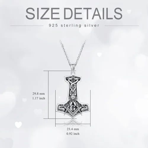 Vista 6 de MEIDERBO Collar de plata de ley 925 masónicovikingomartillo de Thor para hombre, colgante de cruz de Mjolnir masón, regalo de joyería para hombres