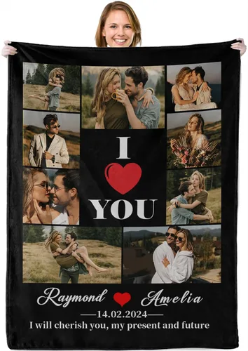 Vista 14 de Abybela Mantas personalizadas con fotos, mantas con fotos personalizadas con mis propias fotos, manta personalizada regalos para el día de la madre