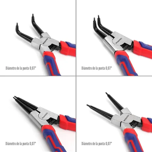 Vista 2 de WORKPRO Juego de 4 alicates de anillo a presión – Kit de alicates de clip para circuito interno/externo de 7 pulgadas