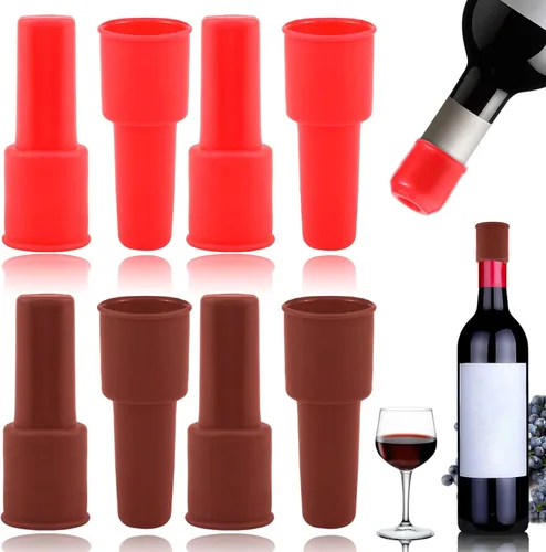 Vista 8 de Vodolo Tapón de Vino de Silicona, 4 piezas Sellador Reutilizable e Indestructible para Botellas de Vidrio, Tapones de Vino, Tapón de Vino, Tapón