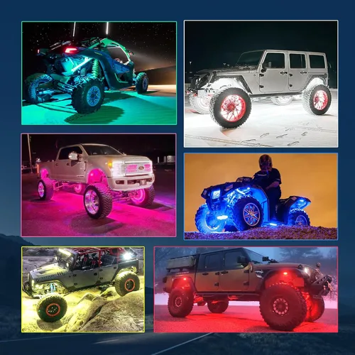 Vista 3 de MICTUNING C2 Curvas RGBW Rock Lights 4 Pods con kit de interruptor