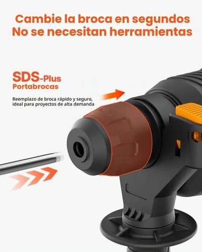 Vista 8 de VEVOR Taladro de martillo rotatorio SDS-Plus de 1 pulgada, taladros con cable de 8 amperios, martillos cinceladores resistentes con embrague
