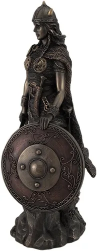 Vista 2 de Veronese Design Viking Shieldmaiden Estatua de bronce terminada Mitología nórdica