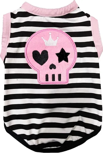 Vista 6 de Petitebella Camisa para perro cachorro con cara de calavera rosa (negro, XS)