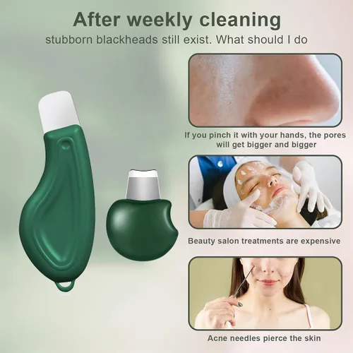 Vista 6 de 2 piezas de herramienta de eliminación de puntos negros, raspador facial de silicona para limpieza profunda, espátula limpiadora de poros, raspador