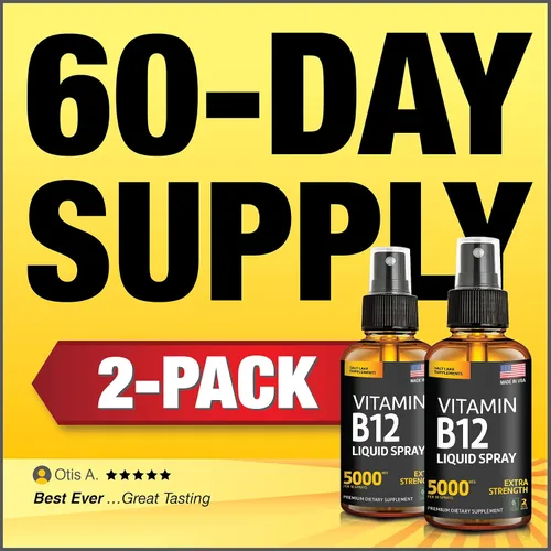 Vista 6 de Paquete de 2 – Spray líquido B12 de 5000 mcg – Vitamina B12 sublingual – Spray de vitamina B12 vegano – Metilcobalamina Vitamina B12 líquido que